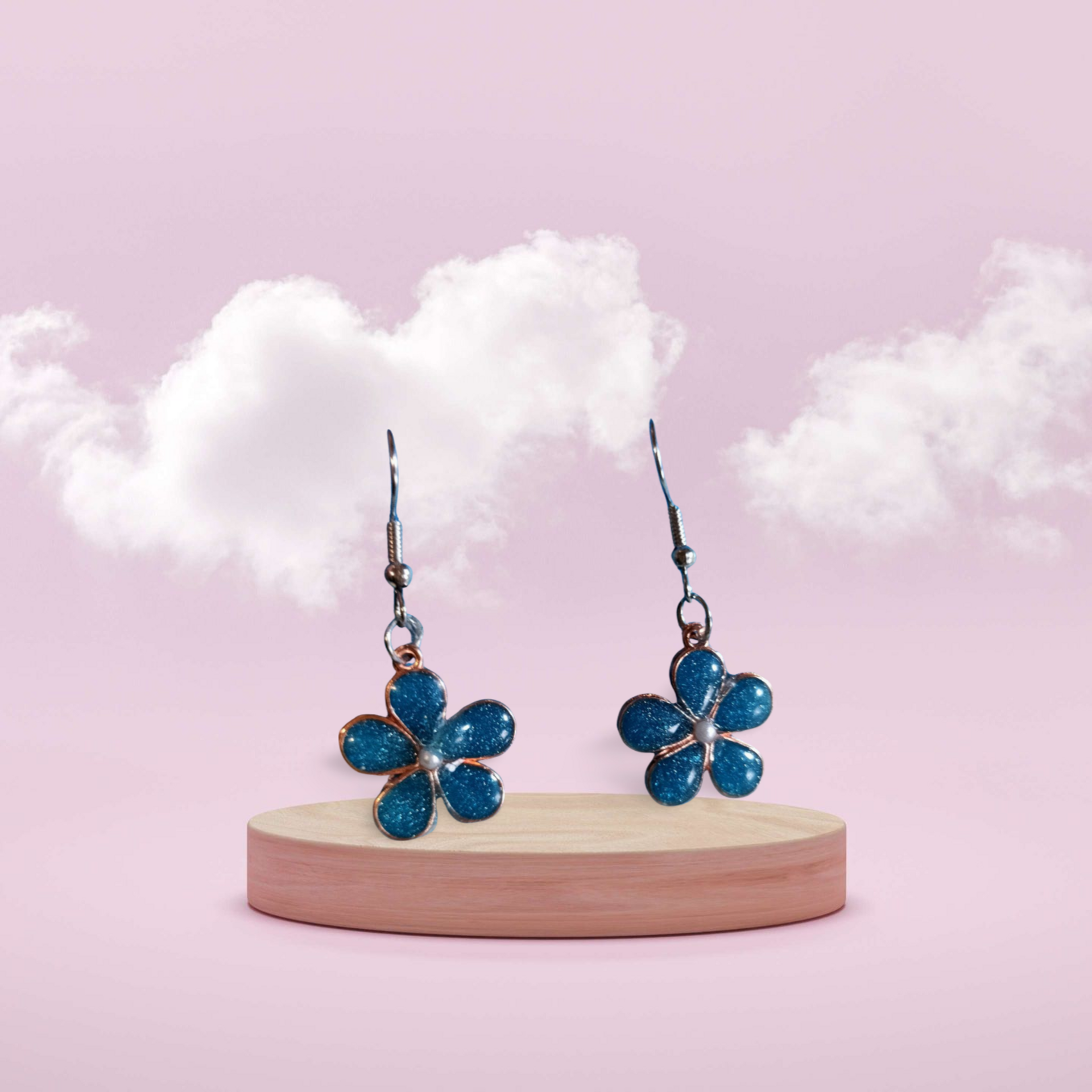 Pendientes flor azul - 1