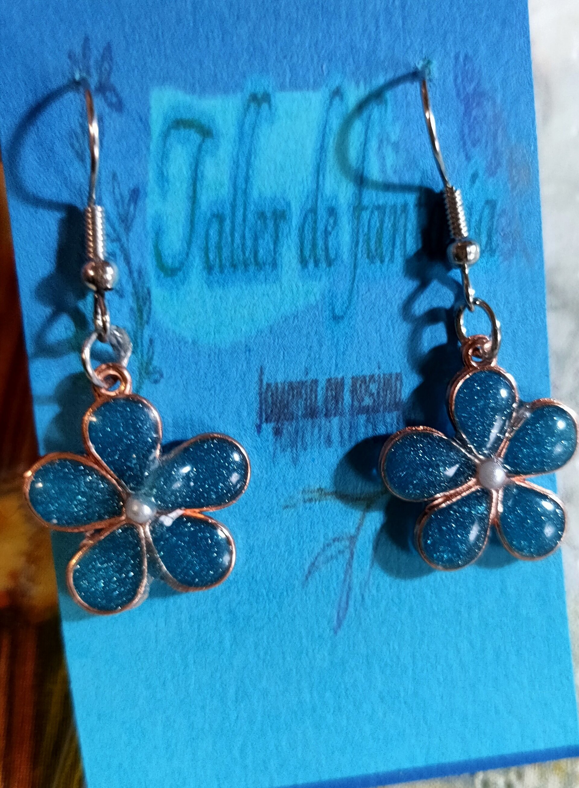 Pendientes flor azul - 2